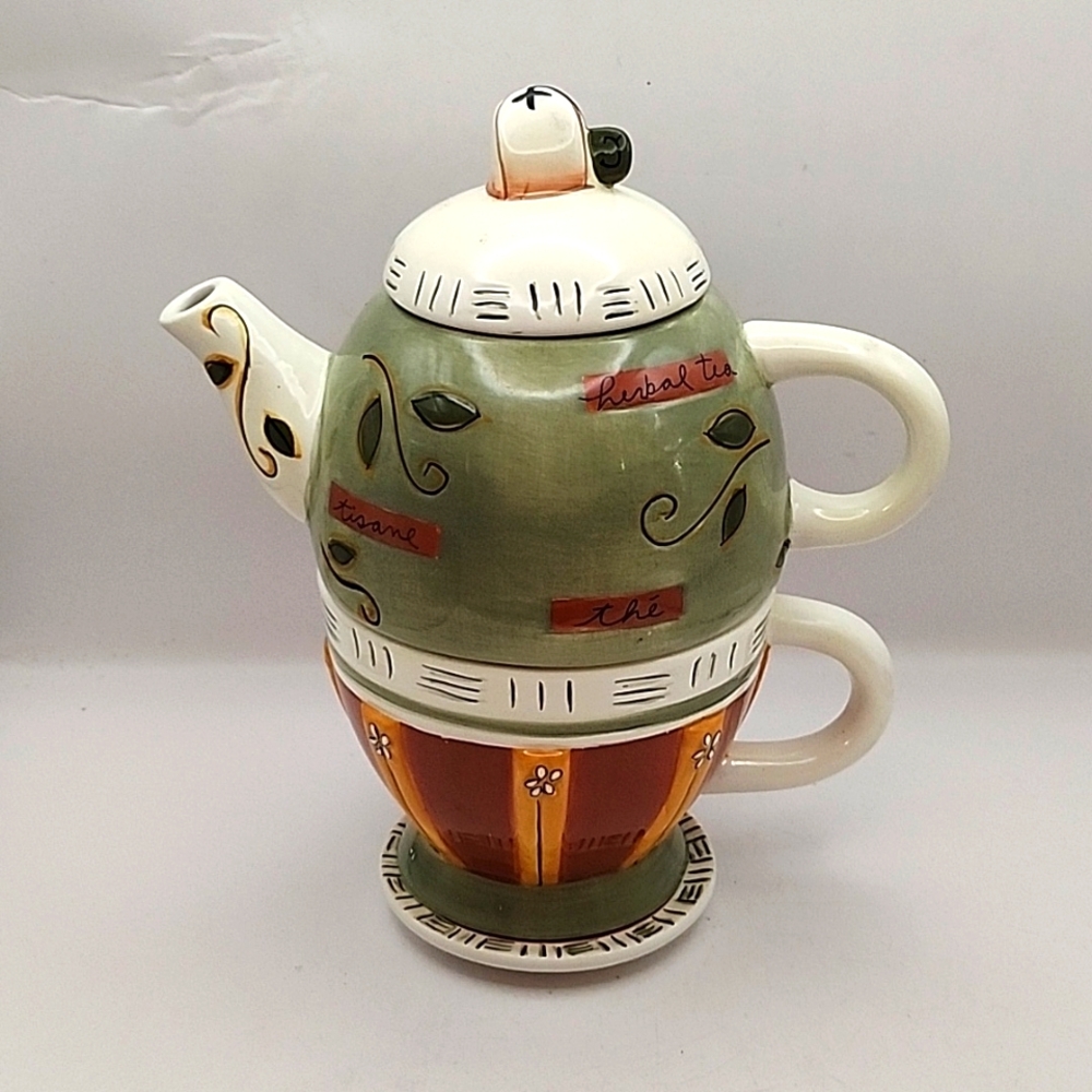 Tea for One Teapot, Cup & Teabag Holder
